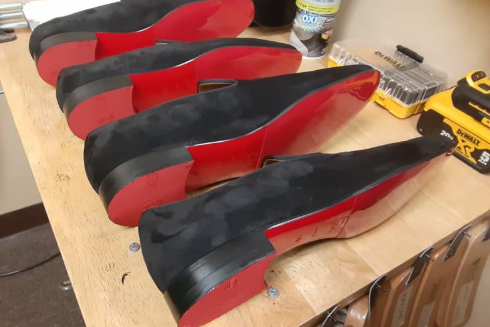 black shoes red soles after